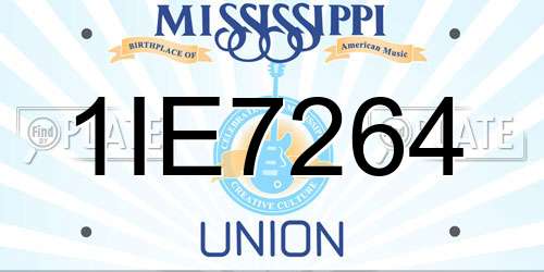 1IE7264 Mississippi License Plate