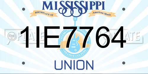 1IE7764 Mississippi License Plate