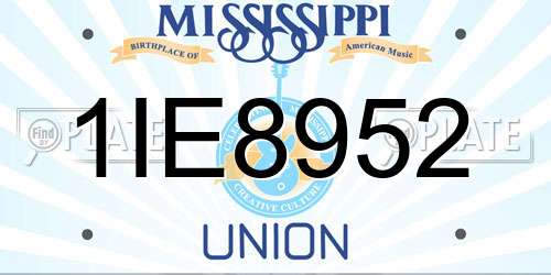 1IE8952 Mississippi License Plate