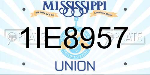 1IE8957 Mississippi License Plate
