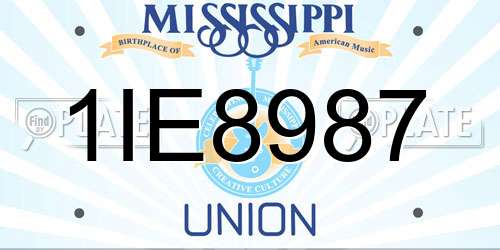 1IE8987 Mississippi License Plate