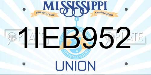 1IEB952 Mississippi License Plate