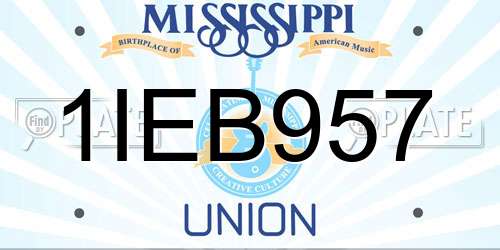 1IEB957 Mississippi License Plate
