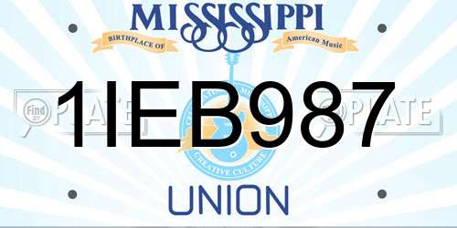 1IEB987 Mississippi License Plate