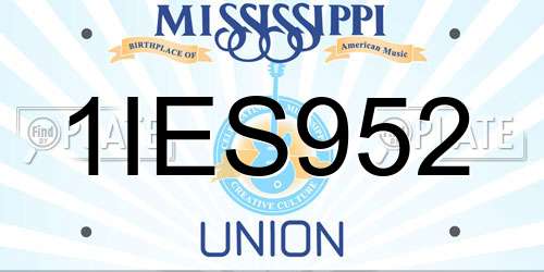 1IES952 Mississippi License Plate