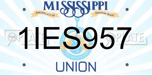 1IES957 Mississippi License Plate