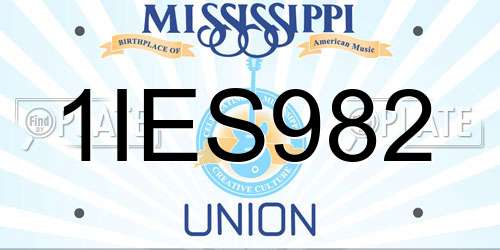 1IES982 Mississippi License Plate