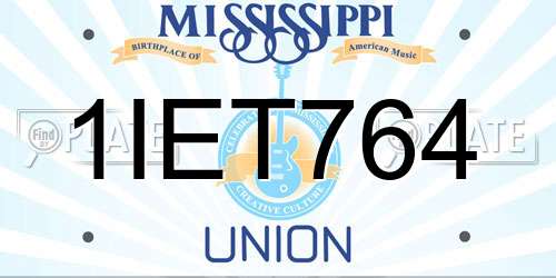 1IET764 Mississippi License Plate