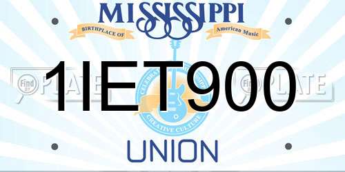 1IET900 Mississippi License Plate
