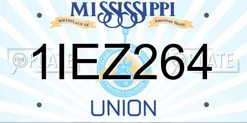 1IEZ264 Mississippi License Plate