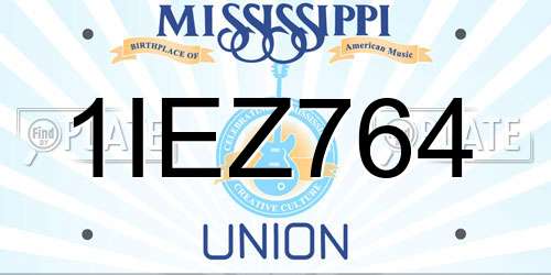 1IEZ764 Mississippi License Plate