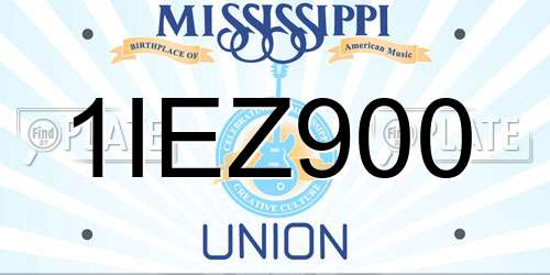 1IEZ900 Mississippi License Plate