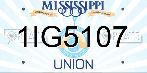 1IG5107 Mississippi License Plate