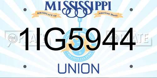 1IG5944 Mississippi License Plate