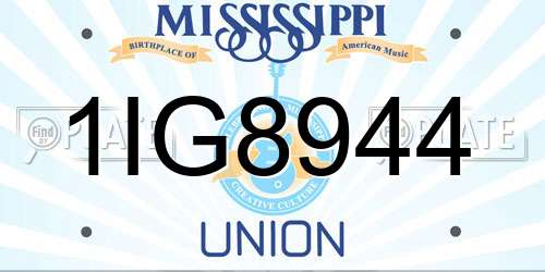 1IG8944 Mississippi License Plate