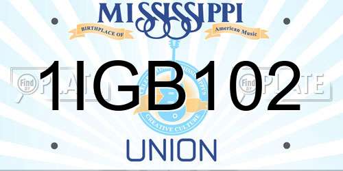 1IGB102 Mississippi License Plate