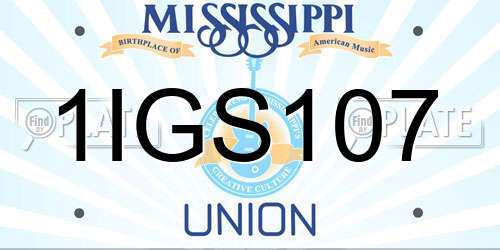 1IGS107 Mississippi License Plate