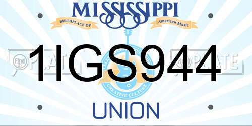 1IGS944 Mississippi License Plate