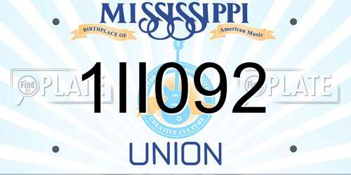 1II092 Mississippi License Plate