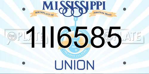 1II6585 Mississippi License Plate
