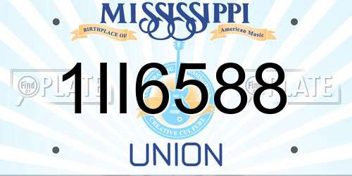 1II6588 Mississippi License Plate