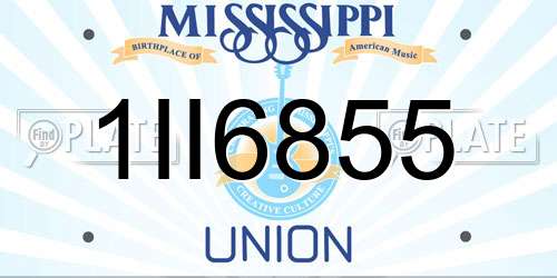 1II6855 Mississippi License Plate