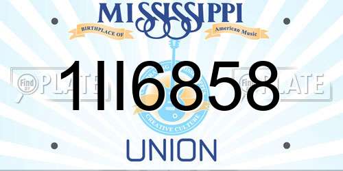1II6858 Mississippi License Plate