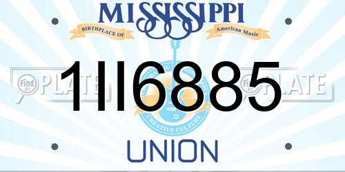 1II6885 Mississippi License Plate