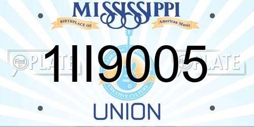 1II9005 Mississippi License Plate