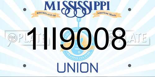 1II9008 Mississippi License Plate