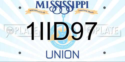 1IID97 Mississippi License Plate