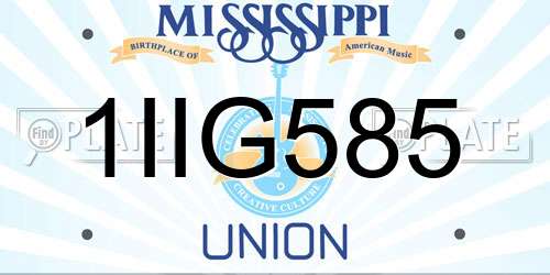 1IIG585 Mississippi License Plate