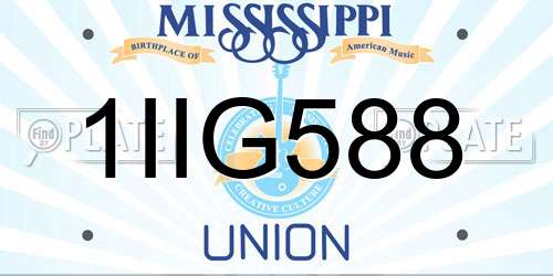 1IIG588 Mississippi License Plate