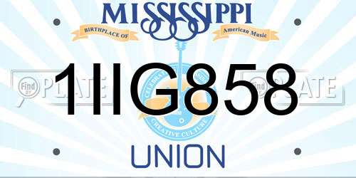 1IIG858 Mississippi License Plate