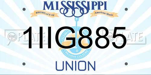1IIG885 Mississippi License Plate