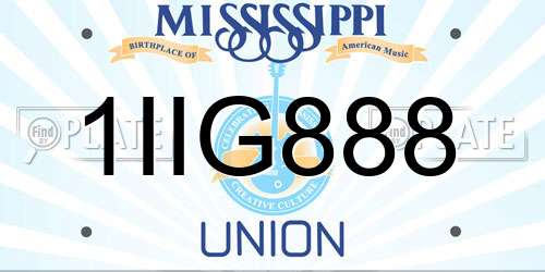 1IIG888 Mississippi License Plate
