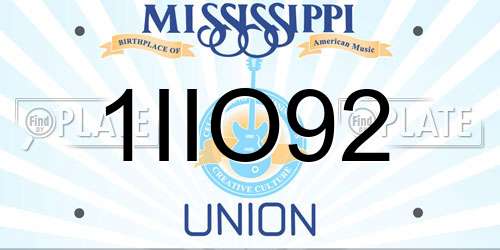 1IIO92 Mississippi License Plate