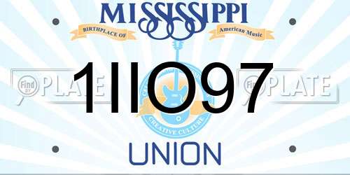 1IIO97 Mississippi License Plate