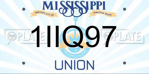1IIQ97 Mississippi License Plate
