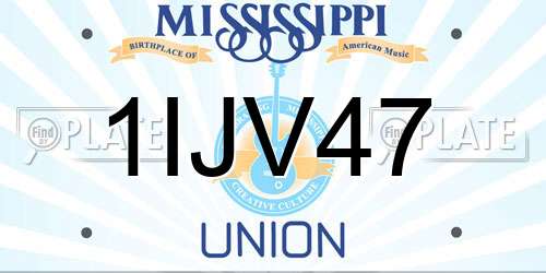 1IJV47 Mississippi License Plate