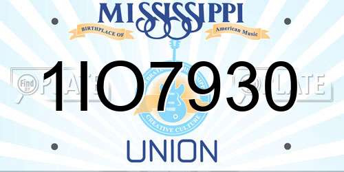 1IO7930 Mississippi License Plate