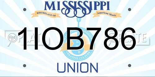 1IOB786 Mississippi License Plate