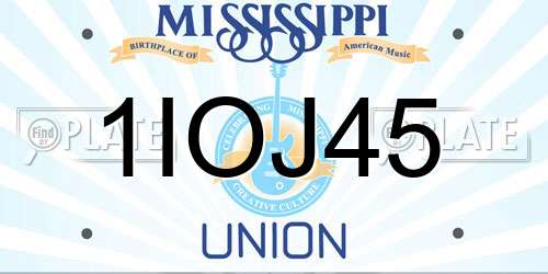 1IOJ45 Mississippi License Plate