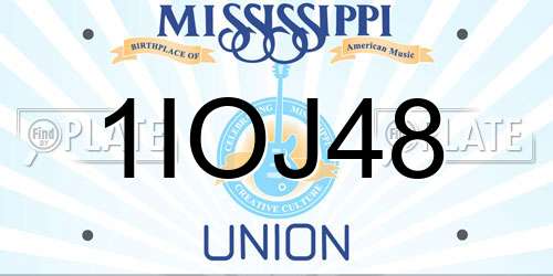1IOJ48 Mississippi License Plate