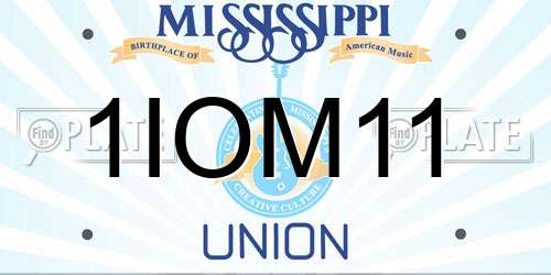 1IOM11 Mississippi License Plate