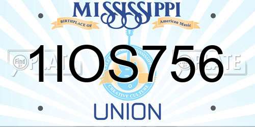 1IOS756 Mississippi License Plate