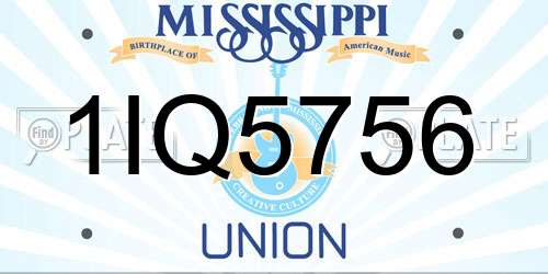 1IQ5756 Mississippi License Plate