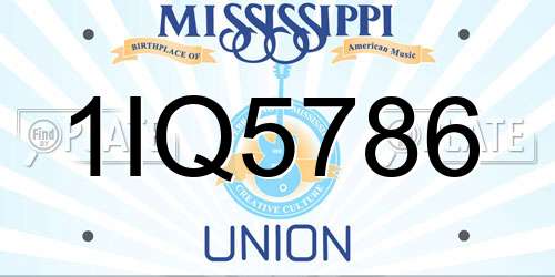 1IQ5786 Mississippi License Plate