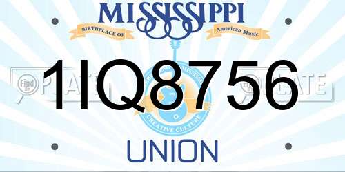 1IQ8756 Mississippi License Plate