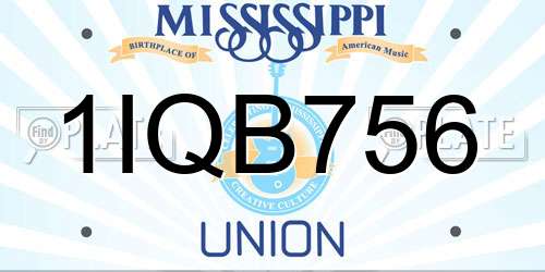 1IQB756 Mississippi License Plate